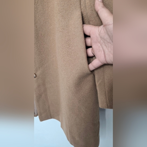 Levine Classic Vintage Sz 8 /M 100% Wool Tan Longline Coat/ Jacket Pockets - Picture 7 of 16